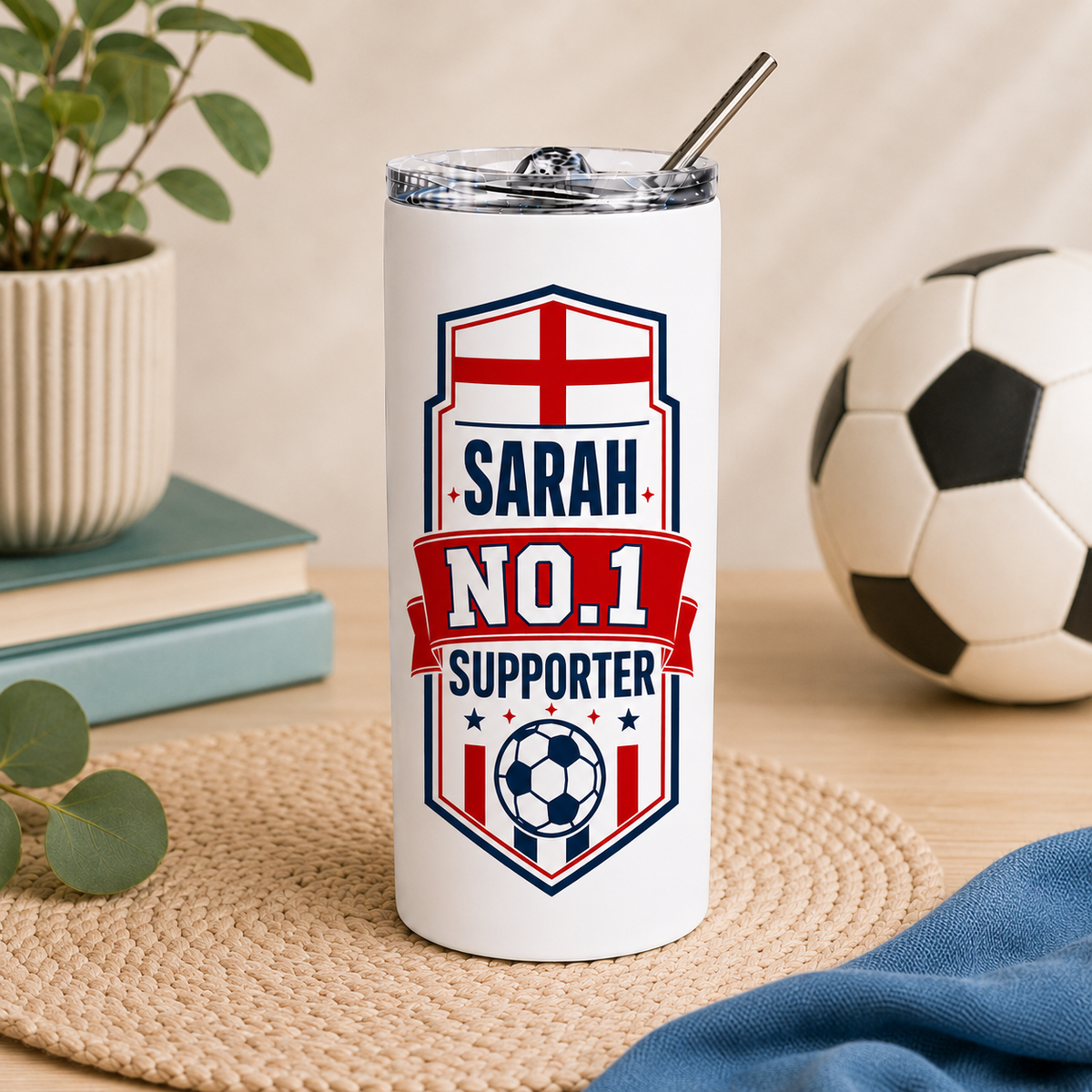 No.1 Supporter Personalised England Football Tumbler