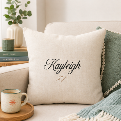 Personalised Name Cushion With Heart Detail