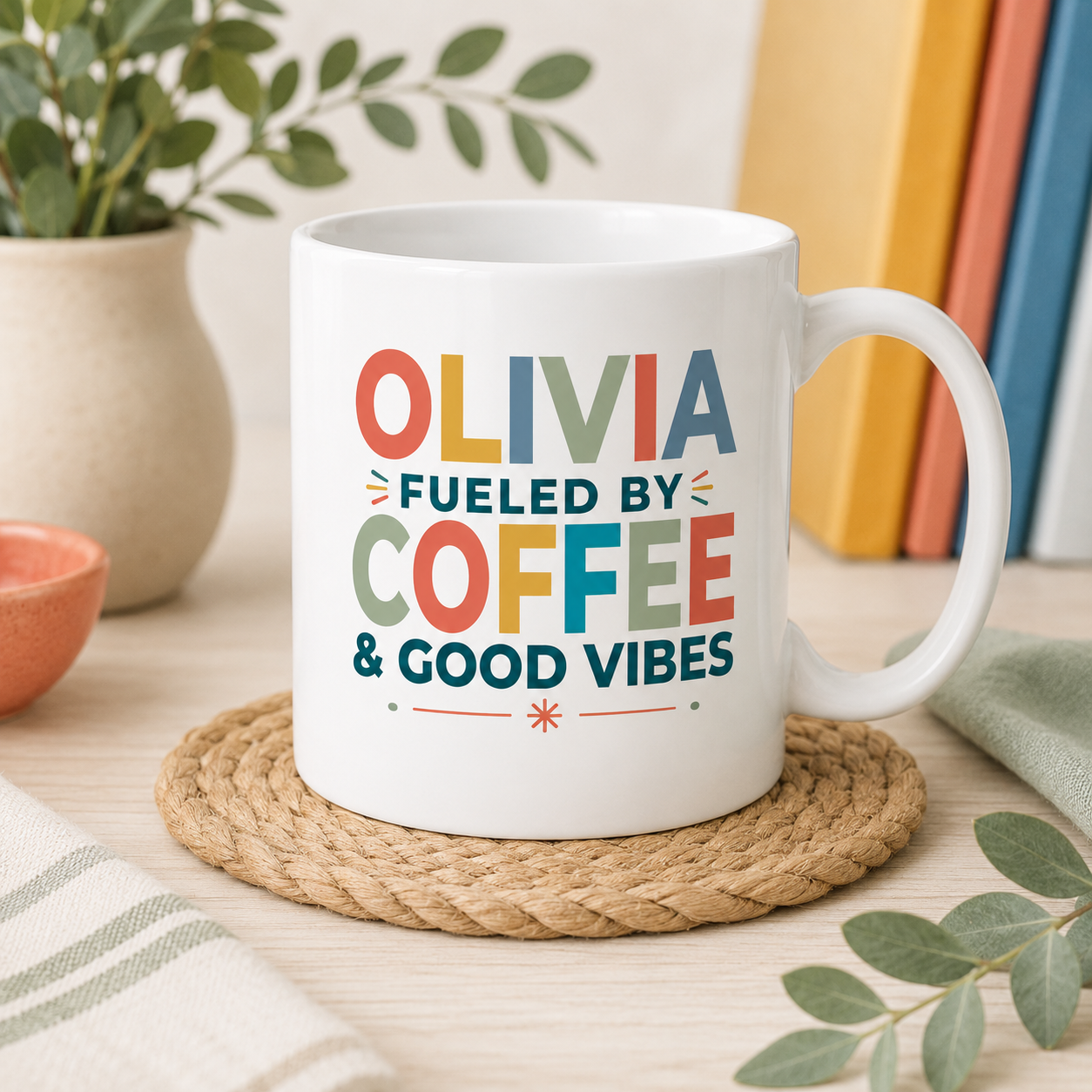 Personalised Coffee & Good Vibes Mug