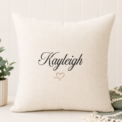 Personalised Name Cushion With Heart Detail