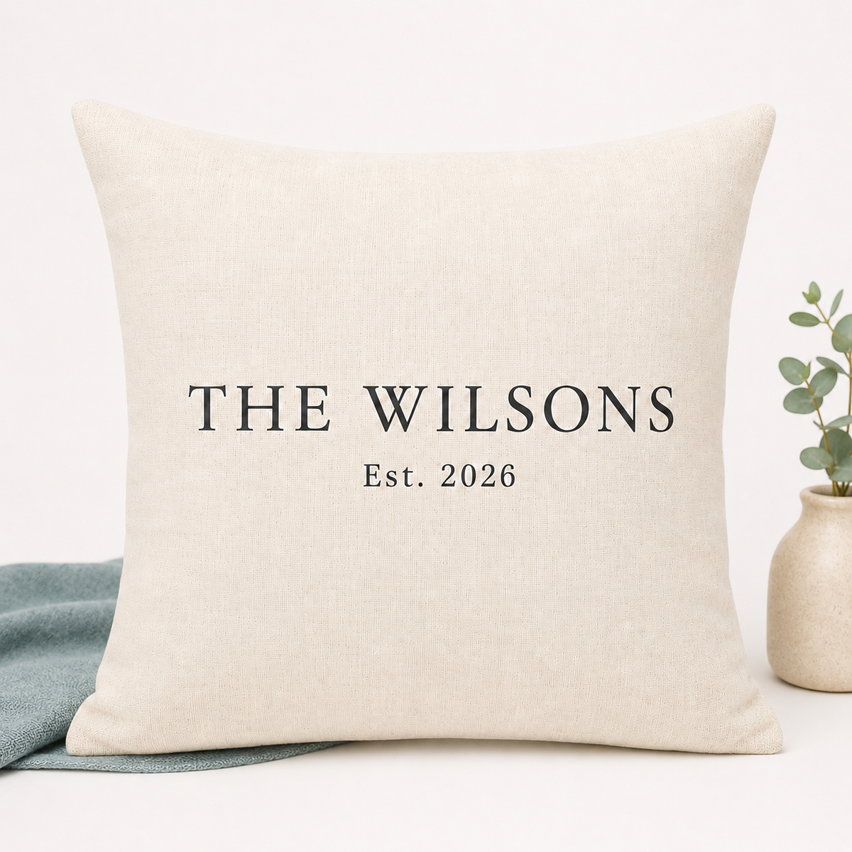 Personalised Family Name Cushion With Established Year
