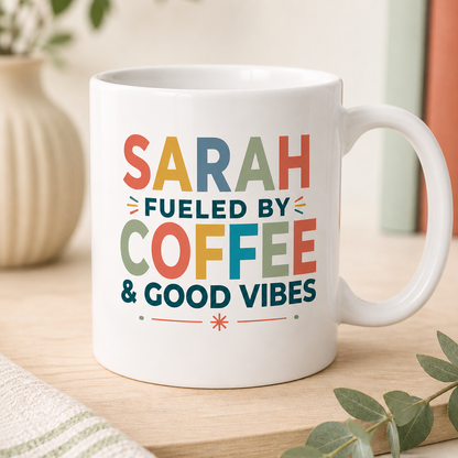 Personalised Coffee & Good Vibes Mug
