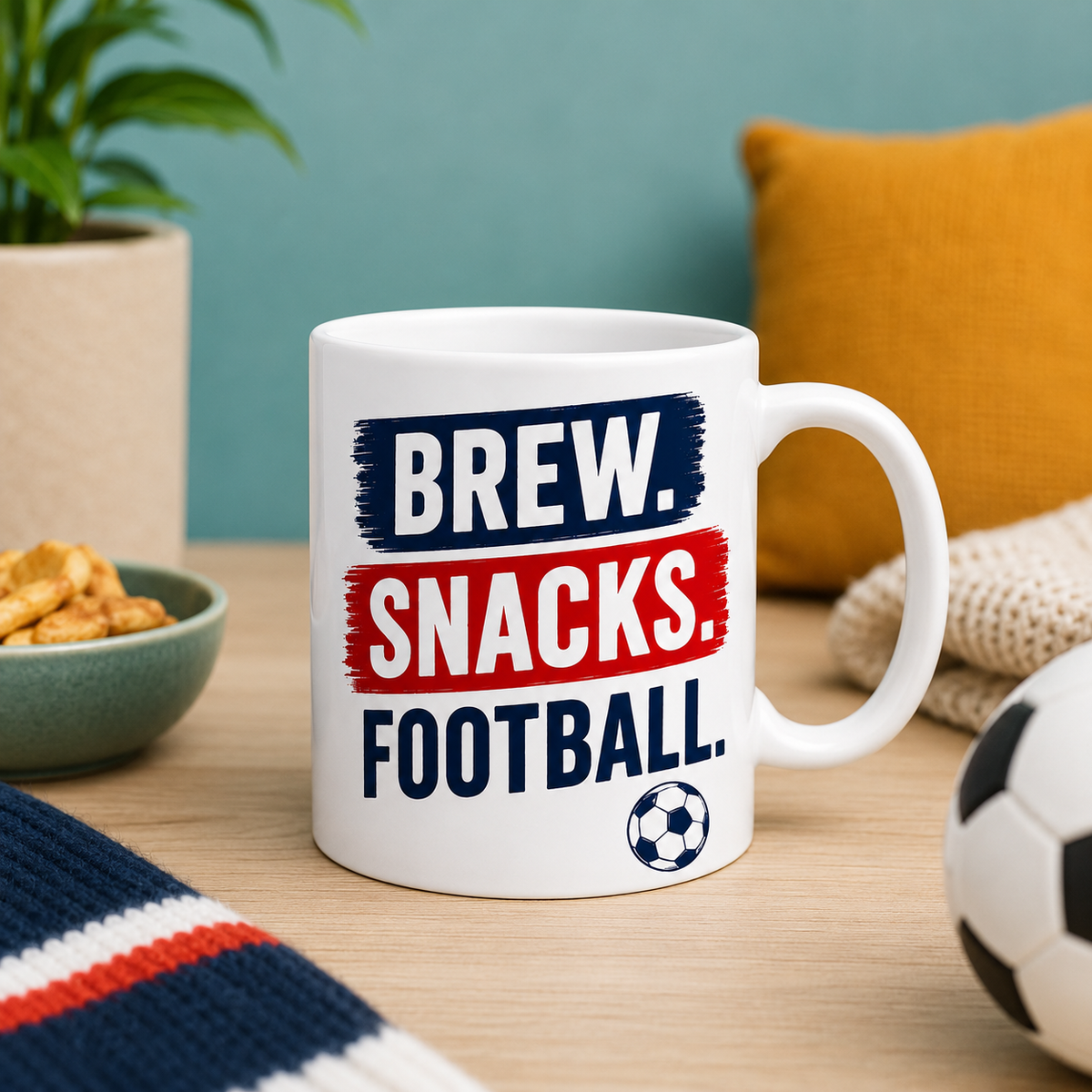 Brew Snacks Football Mug
