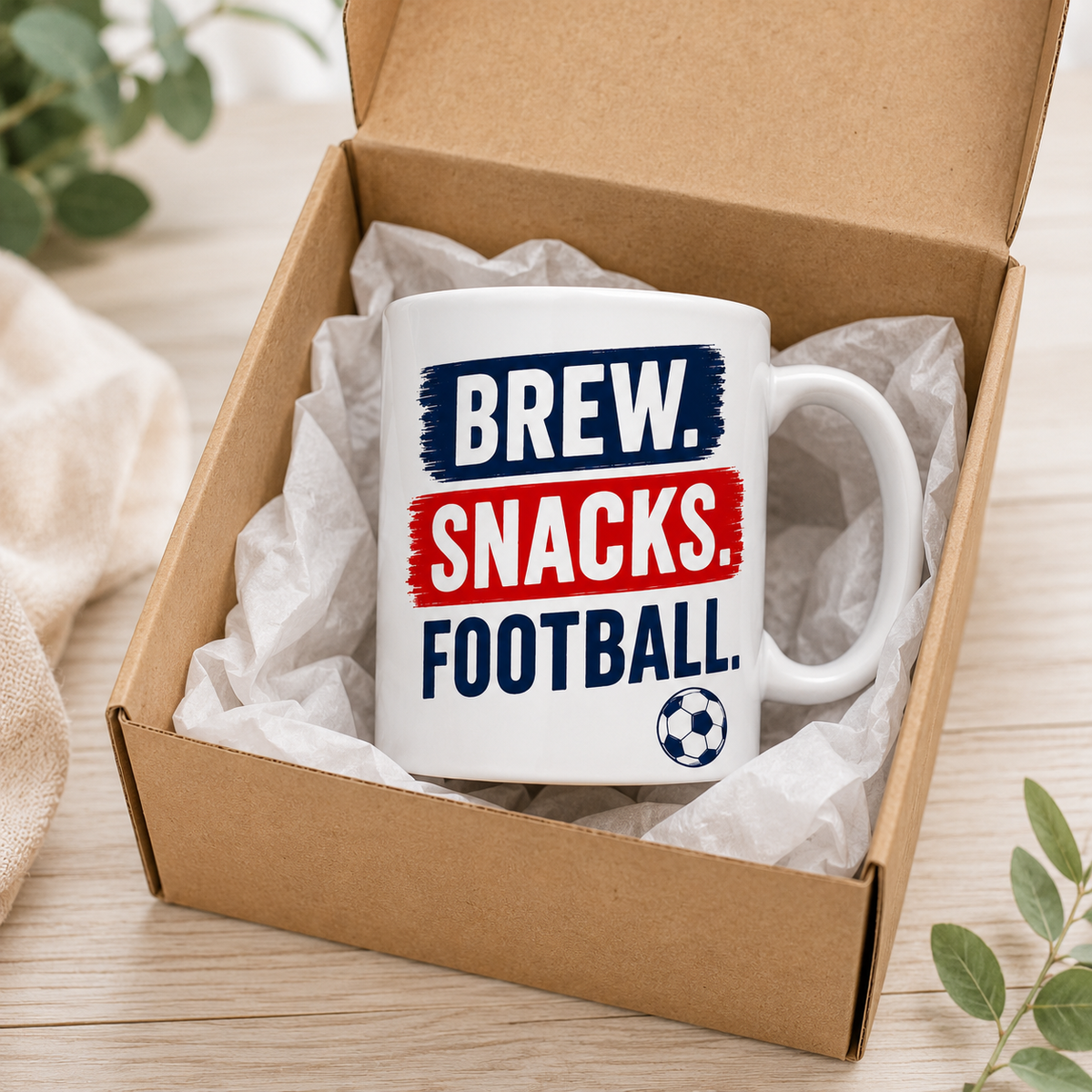 Brew Snacks Football Mug